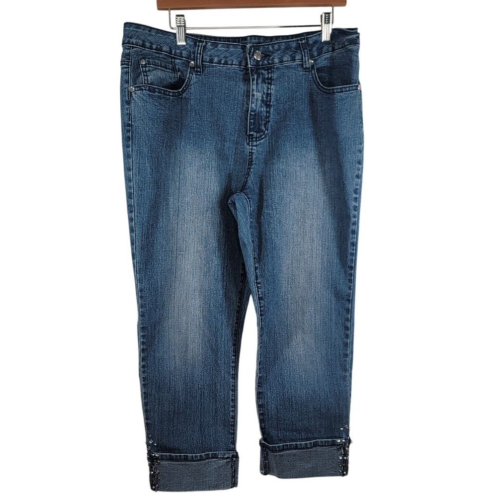 Roz & Ali Blue Denim Cropped Capri Jeans